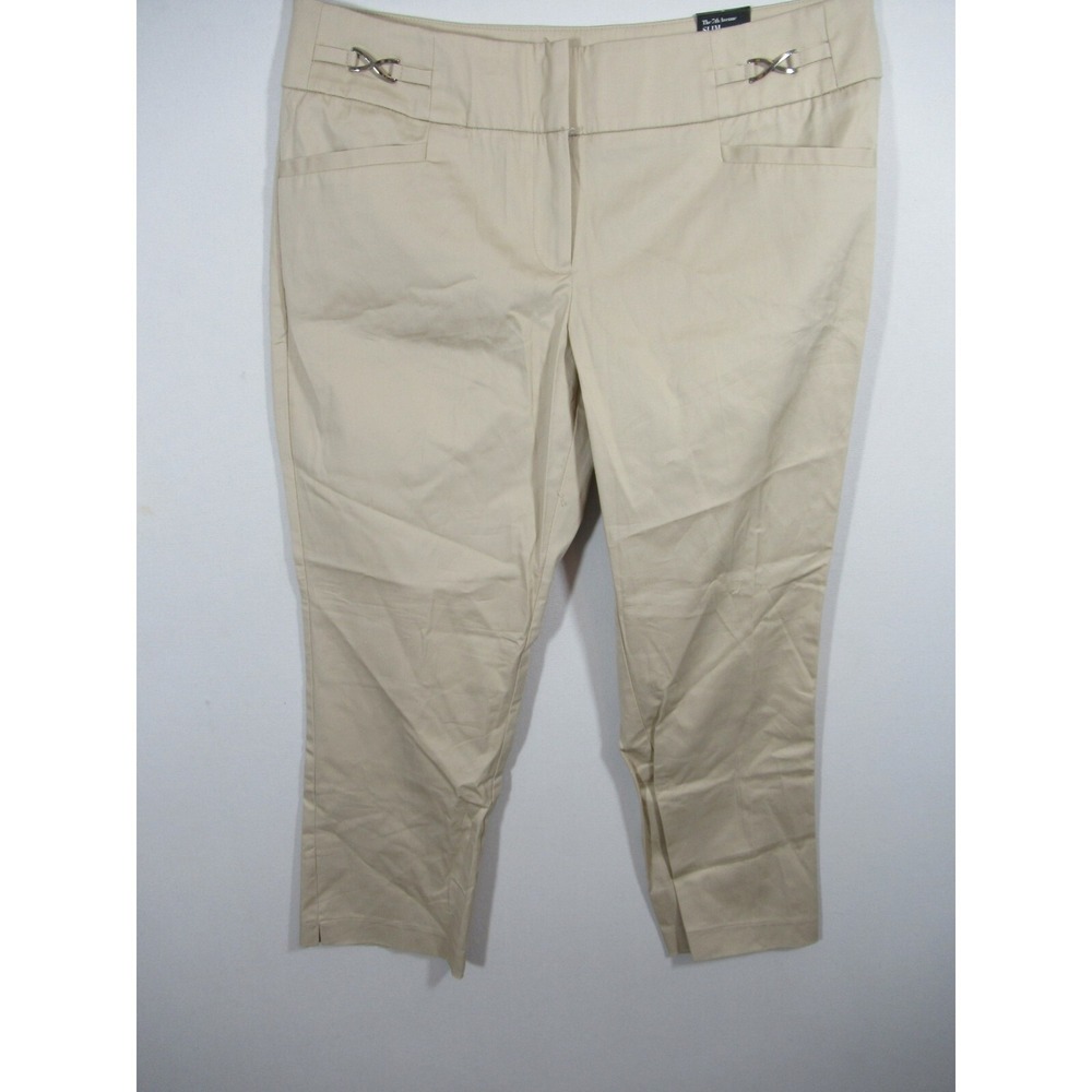 7th Avenue Cropped Pants Women 6 Khaki Stretch Slim Straight Trousers